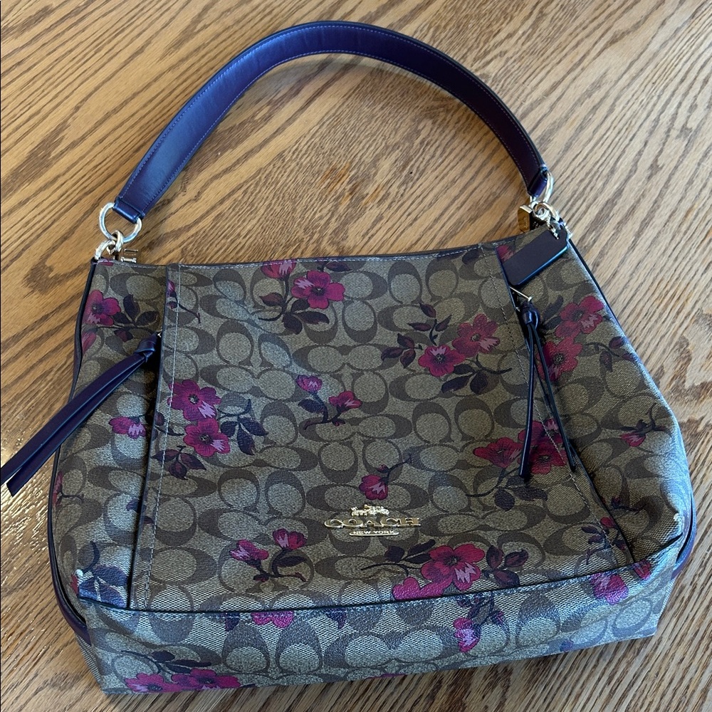 Coach Signature Shoulder Bag - Brown and Maroon